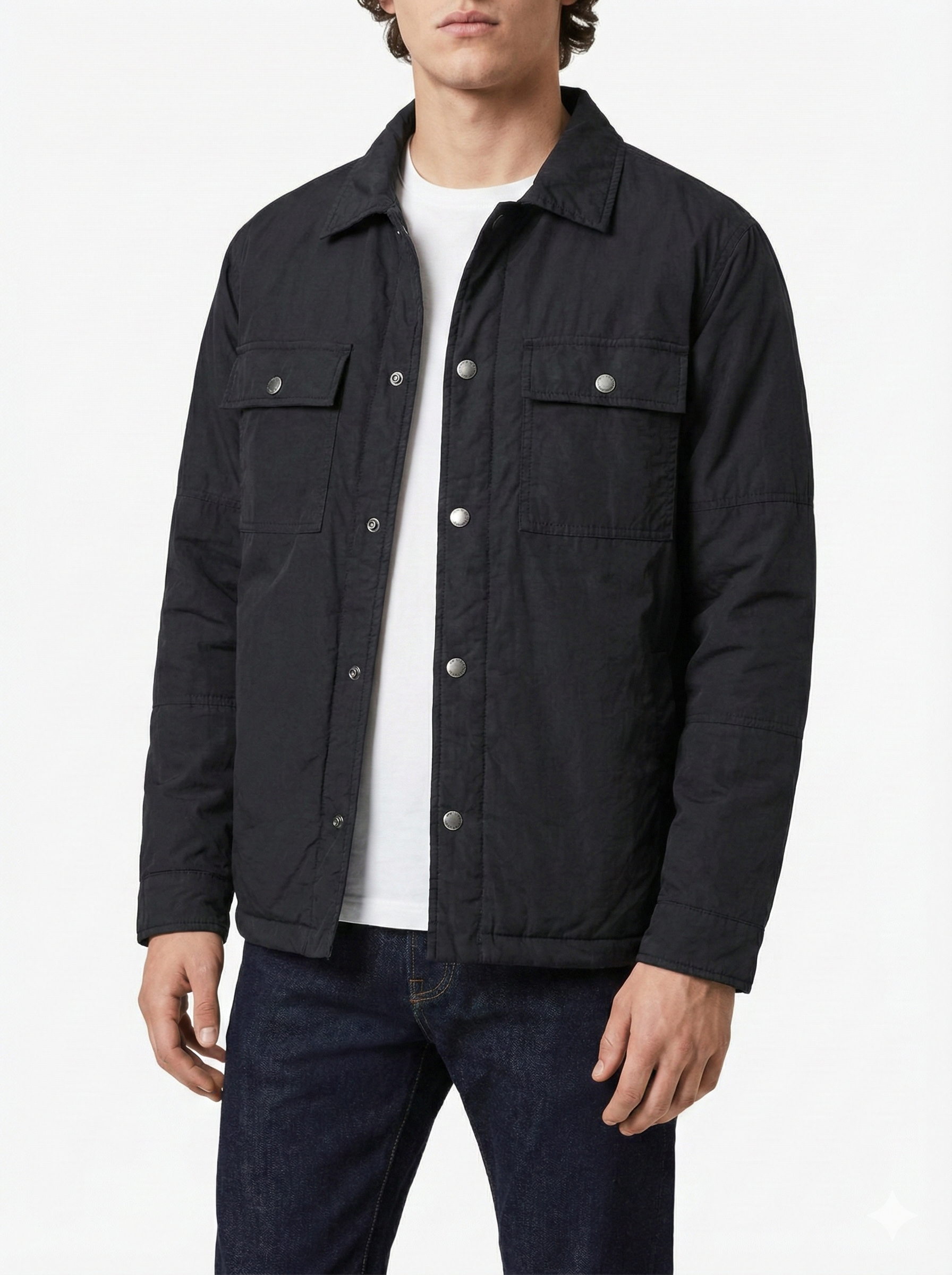 LODSMAK Men’s Black Utility Button Jacket