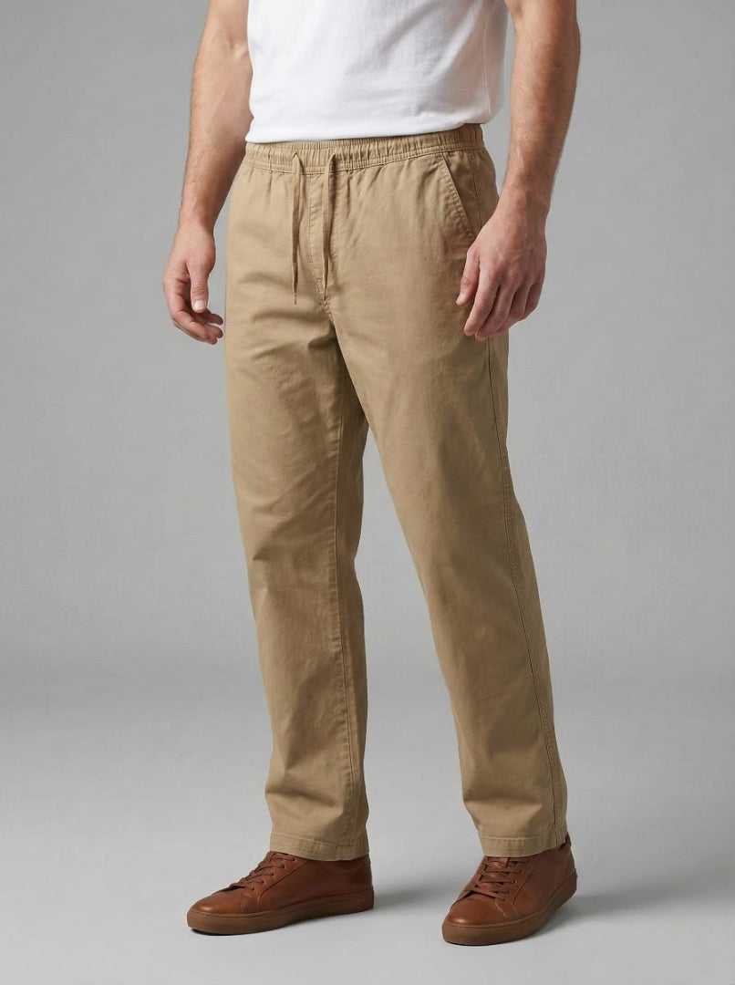 Men’s Beige Drawstring Chino Pants