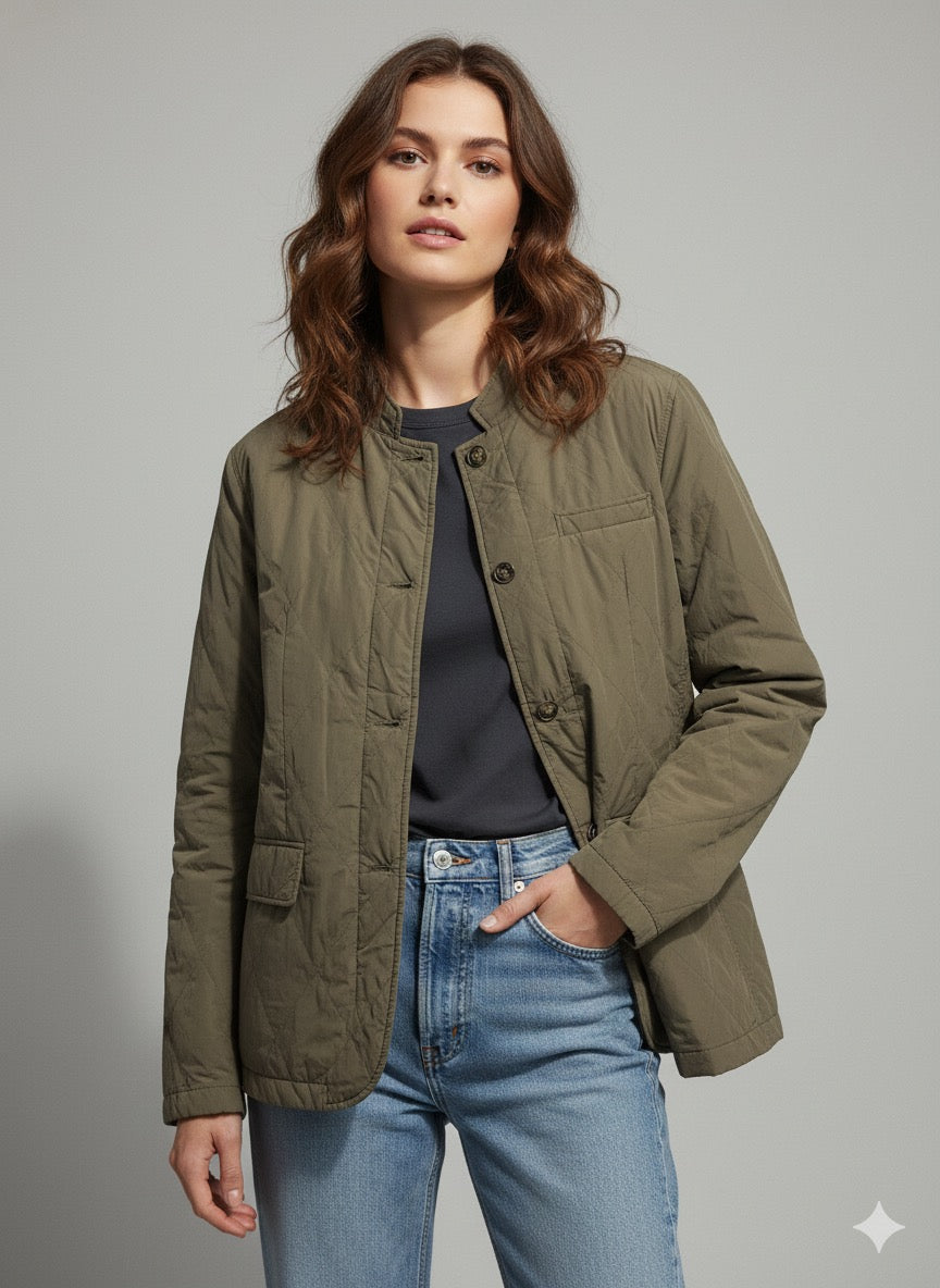 Olive Lightweight Quilted Jacket – Women