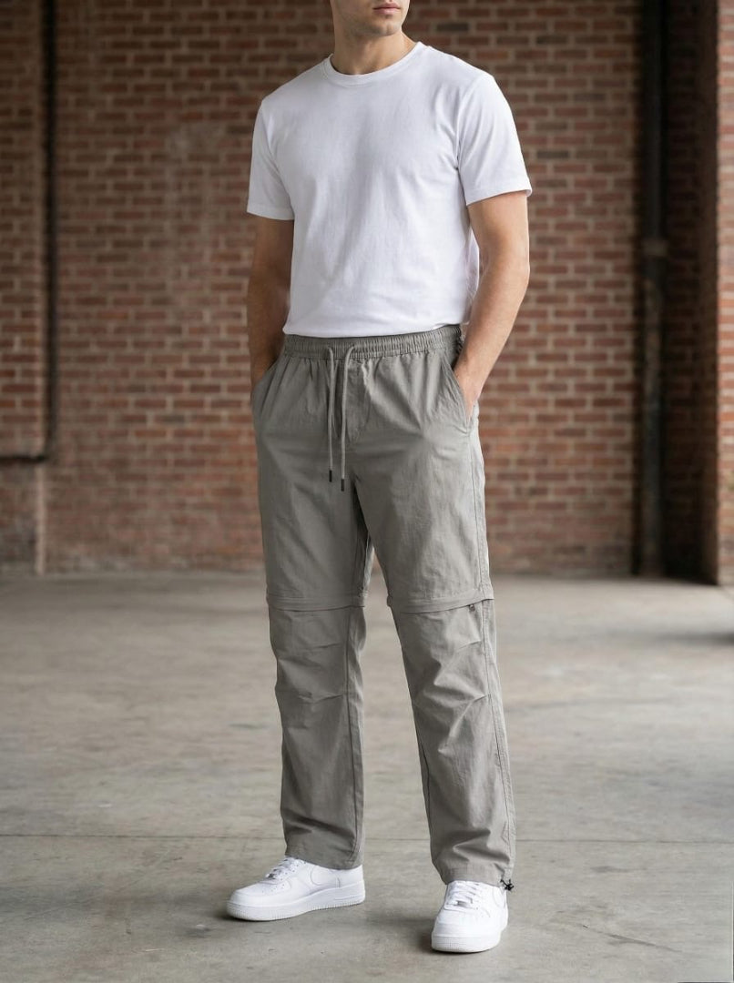 Men’s Grey Utility Drawstring Cargo Pants