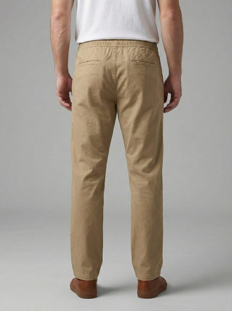Men’s Beige Drawstring Chino Pants
