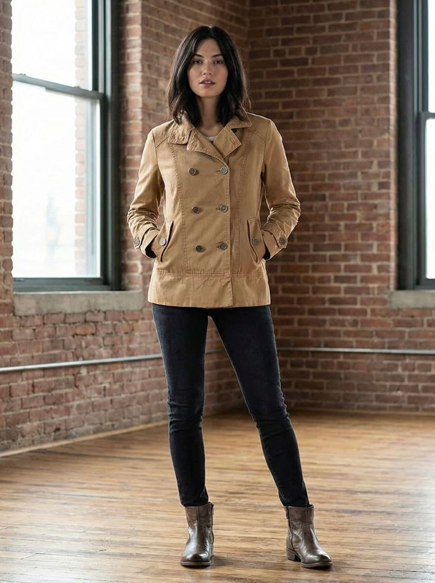 Women’s Beige Double-Breasted Jacket