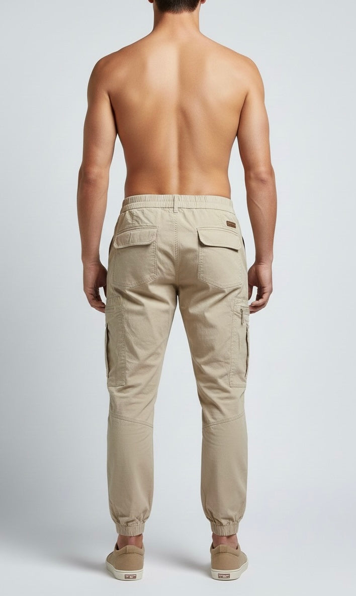 Beige Cargo Joggers for Men