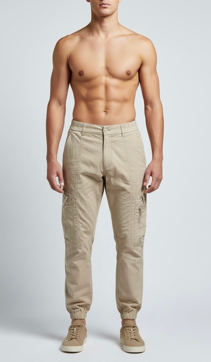 Beige Cargo Joggers for Men