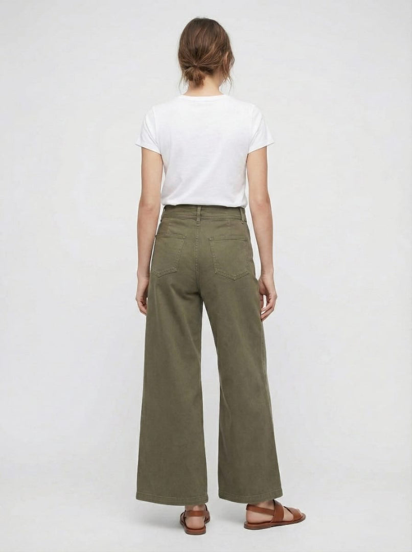 Women’s Olive Wide-Leg High Waist Pants