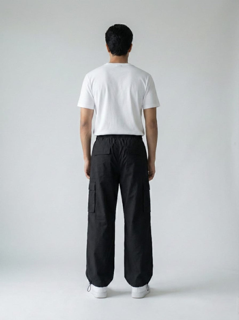 Black Relaxed Cargo Joggers for Men