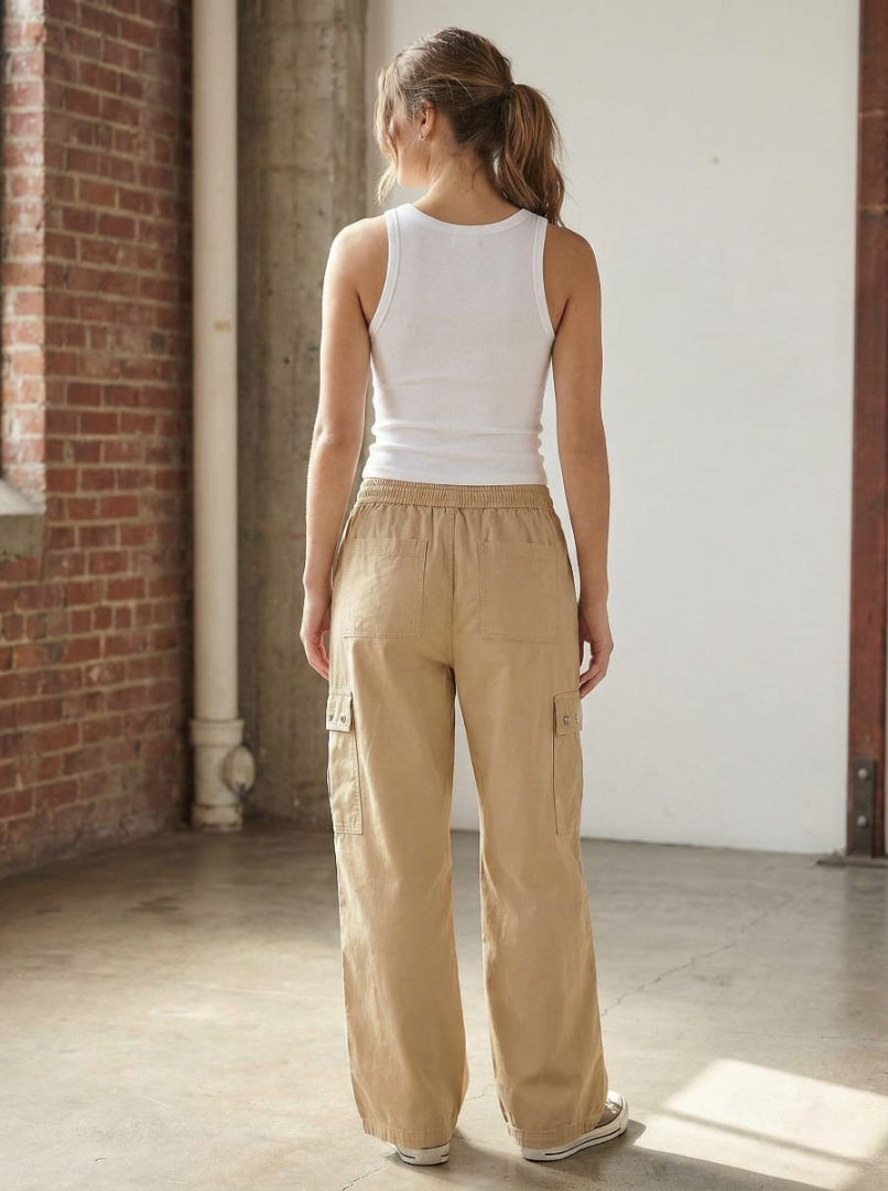 Beige Women’s Cargo Jogger Pants
