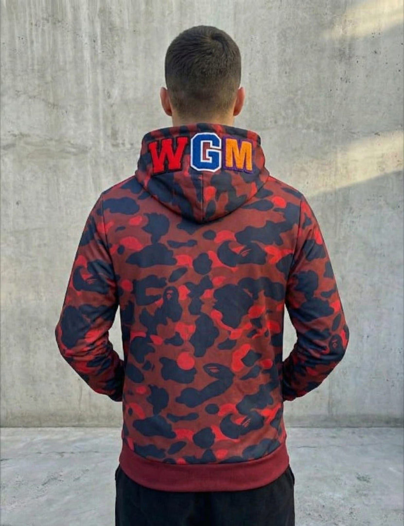LODSMAK Shark Camo Zip Hoodie — Red Camo